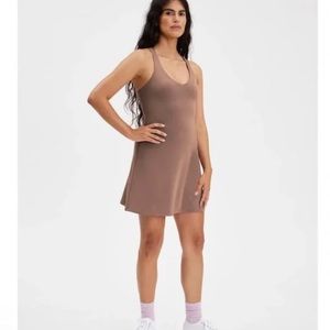 Girlfriend Collective Lola V Neck Dress in Fog